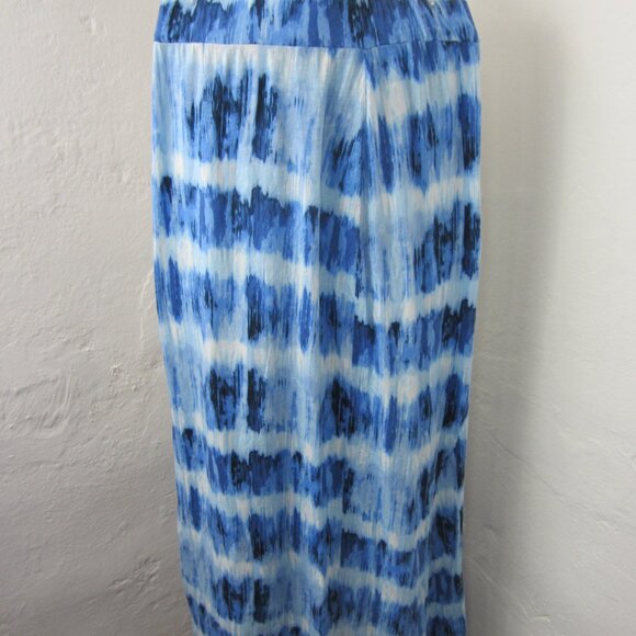 Soft by Joie Maxi Skirt Women's M Retro 70s Hippie Blue Tie Dye Soft Knit - Picture 1 of 4